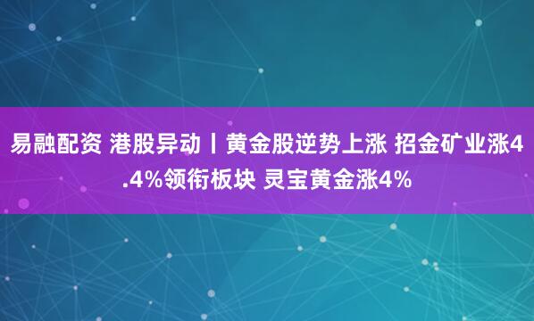 易融配资 港股异动丨黄金股逆势上涨 招金矿业涨4.4%领衔板块 灵宝黄金涨4%